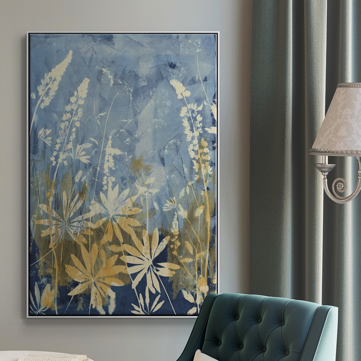 Wild Lupine Framed Premium Gallery Wrapped Canvas - Ready to Hang - 27 x 41 - White Floating Frame