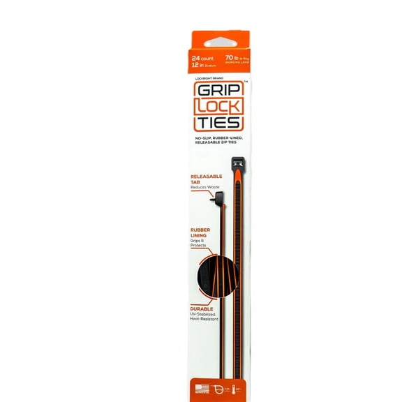 Zip Ties 12in Releasable Black / Orange 24pk