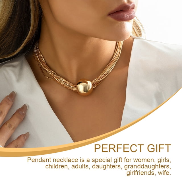 VONKY Collier pour Femmes Chaîne Torsadée Collier Mariage Club Travail Rétro Collier Ras du Cou Ajustable Bijoux Personnalisés Cadeaux Or