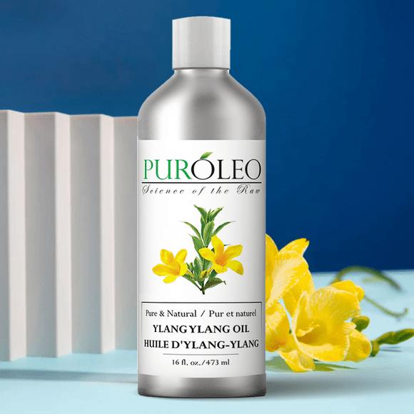 PUROLEO Ylang Ylang Essential Oil 16 Fl Oz/473 ML (Packed In Canada) 100% Pure Aromatherapy Oil for Diffuser, Massage & More - Relaxing, Floral Scent for Stress Relief, Mood Boost & Natural Skincare