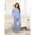 thumbnail image 4 of MINTREUS Women's Pajama Set Long Sleeve Sleepwear Set Soft Two Piece Matching Set with Pockets, 4 of 5