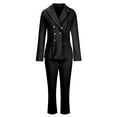 thumbnail image 4 of Scyoekwg Two Piece Blazer Outfits Women Business Office Work 2 Piece Sets Long Sleeve Coat Suit Pants 2 Casual Matching Outfits Two Piece Set Fashion Suit (Black,XXL), 4 of 6