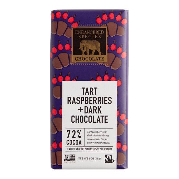 Endangered Species Raspberry Dark Chocolate Bar 3 oz. 2ea