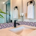 thumbnail image 4 of Mi Alma Purple Pink Retro Flower Peel & Stick Tiles - Vinyl Backsplash 8x8, 4 of 12