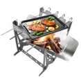 Dengmore Camping Stove Portable Charcoal Grill Stainless Steel Folding Wood Burning Stoves for Picnic BBQ Camp Hiking with Grill Grid Outdoor Tabletop Barbecue Picnics Smoker