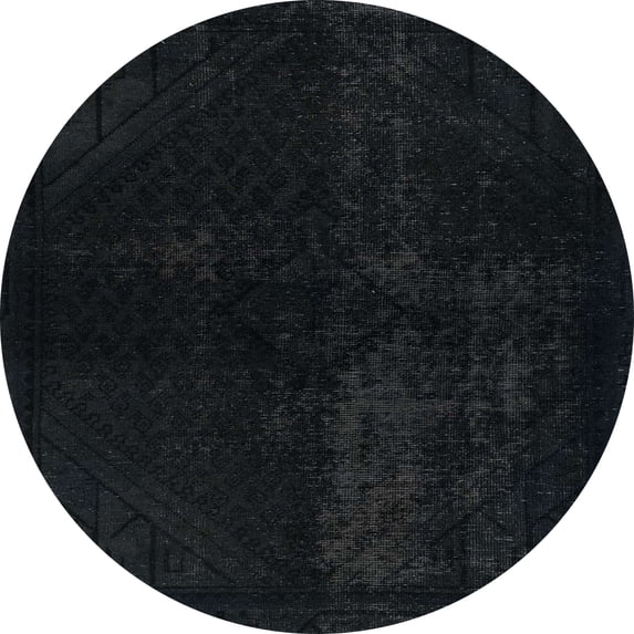 Ahgly Company Machine Washable Indoor Round Abstract Gunmetal Green Area Rugs, 7' Round