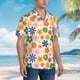 thumbnail image 3 of Balery Groovy Daisy Flowers Camisas hawaianas de manga corta para hombre, camisas playeras de corte holgado, camisas de vacaciones con botones,XX-Large, 3 of 7