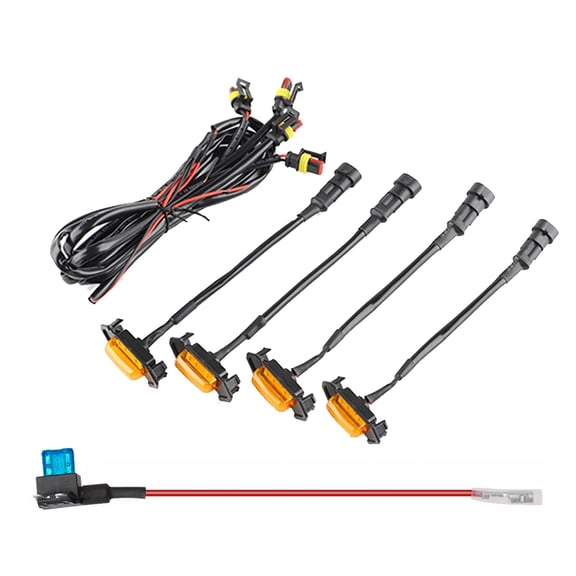 4PCS LED Grille Lights Amber Front Grill Marker Lights IP67 Waterproof with Wiring Harness for Pickup Trucks & Off-Road Vehicles