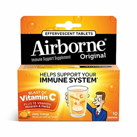 Airborne Zesty Orange Effervescent Tablets, 10 count (Pack of 5)