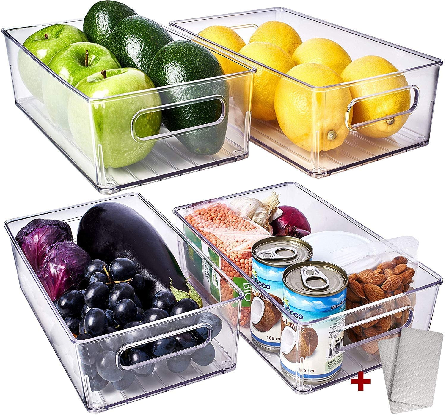 Fullstar Fridge Organizer Bins 4 Pack Refrigerator Organizer Bins Stackable Refrigerator