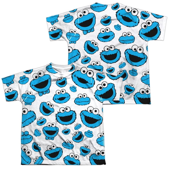 Sesame Street - Cookie Face Pattern (Front/Back Print) - Youth Short Sleeve Shirt - Medium