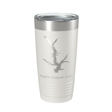 

Apple Canyon Lake Map Tumbler Travel Mug Insulated Laser Engraved Coffee Cup Illinois 20 oz White