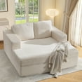 thumbnail image 2 of Bonzy Home Cloud Chaise Lounge - Oversized Indoor Sofa Bed Chair & Boneless Chaise for Living Room (White Corduroy), 2 of 10
