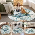 thumbnail image 5 of Round Rugs 5Ft, Teal Crab Coastal Round Area Rug Washable Indoor Throw Carpet, Nautical Summer Beach Starfish Ocean Soft Non Slip Circle Rug for Cabinet Bathroom Home Decor Aesthetic, 5 of 8