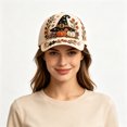 thumbnail image 5 of Women's Baseball Cap 2D Halloween Pumpkin Witch Ghost Embroidered Sun Hat, 5 of 7