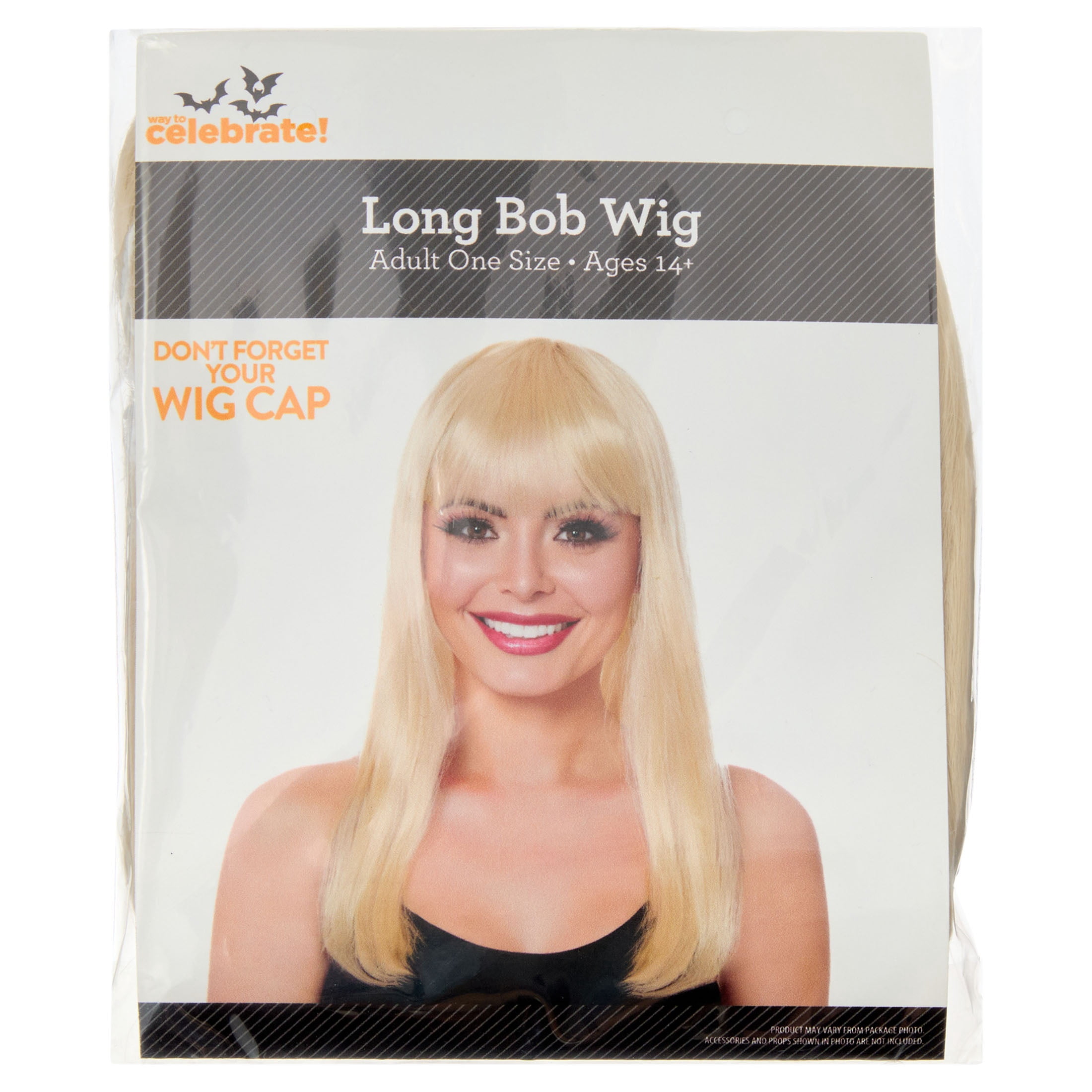 Long Bob Wig Costume Accessory for Adults, Blonde, Halloween by Way To Celebrate