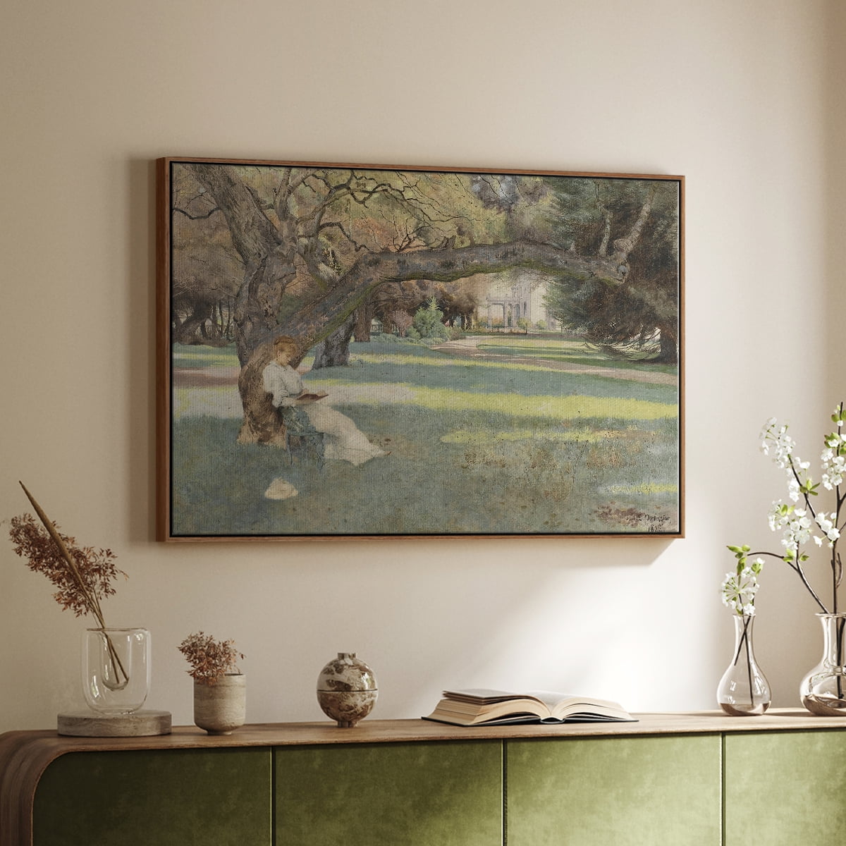 Vintage Botanical Print-LVI By Wexford Home Framed in Walnut Wood Gallery Wrapped Canvas 27 in. x 41 in.