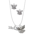 thumbnail image 1 of Delight Jewelry Silvertone Large ''It's a Boy'' Silver tone Guardian Angel Charm Necklace and Stud Earrings, 1 of 4