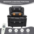 thumbnail image 4 of JONPONY Manual Recliner Chair with Heat Therapy and Massage Function, Heavy Duty Reclining Mechanism Massage Chair, Elderly Single Rocker Sofa with Cup Holders for Bedroom Home Theater,Black, 4 of 13