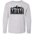 thumbnail image 3 of Inktastic Miami Skyline Grunge Long Sleeve Youth T-Shirt, 3 of 5