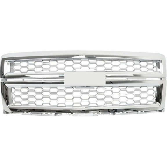 Genrics Front Grille Upper Grill Honeycomb Chrome Replacement for 2014 2015 Silverado 1500
