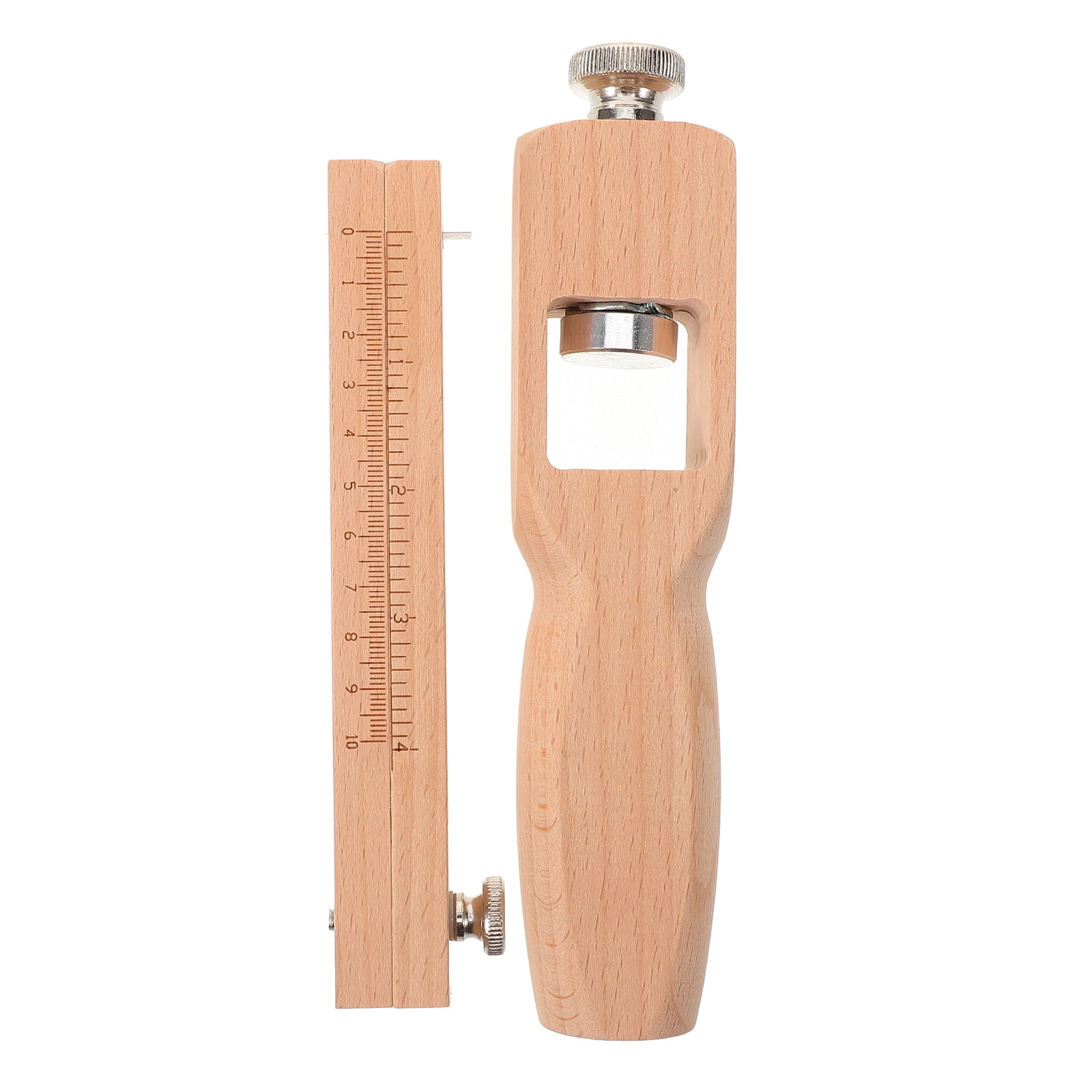 NUOLUX Beige Wooden Strap Cutter Adjustable Hand Cutting Tool for DIY Leathercraft