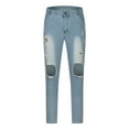 thumbnail image 3 of ZVNAΖH Mens Ripped Biker Jeans Skinny Distressed Moto Casual Denim Pants, 3 of 5