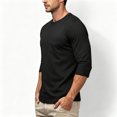 thumbnail image 7 of Smsaxvxz Men's 3/4 Sleeve Shirts Lightweight Crew Neck Pocket T-shirts Moisture Wicking Soft Comfort Casual Fall Tops Black 3XL, 7 of 7