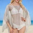 thumbnail image 2 of ZQUUVOU Women's Beach Cover Up Sheer Mesh Fringe Lightweight Shrug Summer Trendy Batwing Sleeve Boho Poncho Tops Silver, 2 of 5