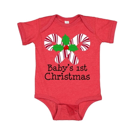 

Inktastic Baby s 1st Christmas Candy Canes Gift Baby Boy or Baby Girl Bodysuit