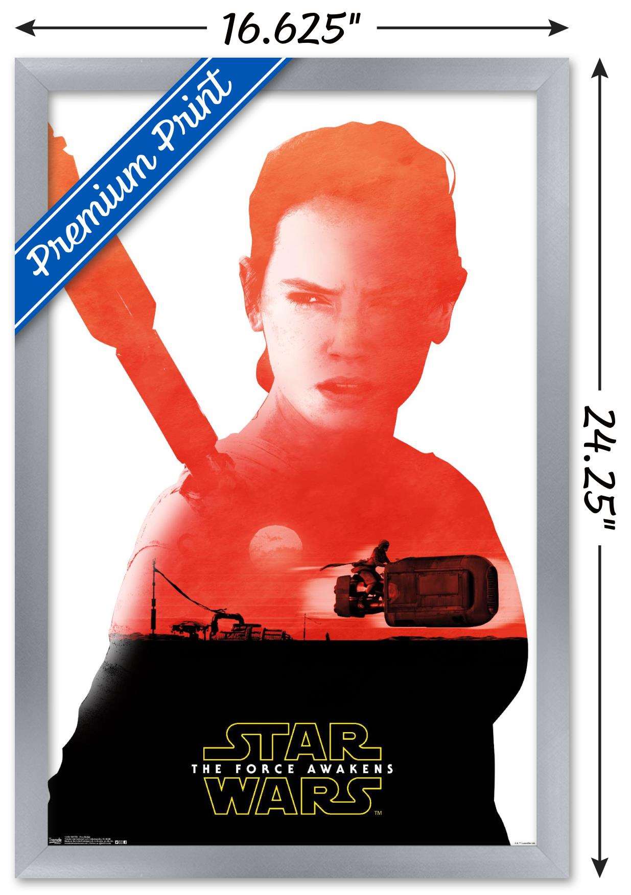 Star Wars: The Force Awakens - Rey Badge Wall Poster, 14.725" x 22.375", Framed