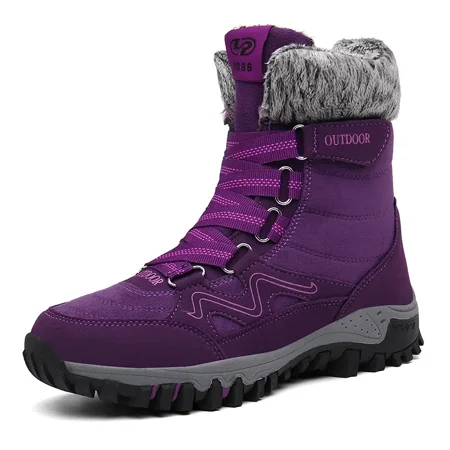 

Fashion Warm Plush Inner Lace Up Snow Boots Causal Thick Sole Outdoor Waterproof Ankle Boots Women‘s Footwear