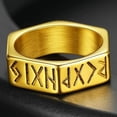 thumbnail image 5 of ChainsHouse Men's Vintage Viking Ring Norse Raven Runes Stainless Steel/Gold Plated/Black Birthday Christmas Valentines Unisex Jewelry Gift, 5 of 7