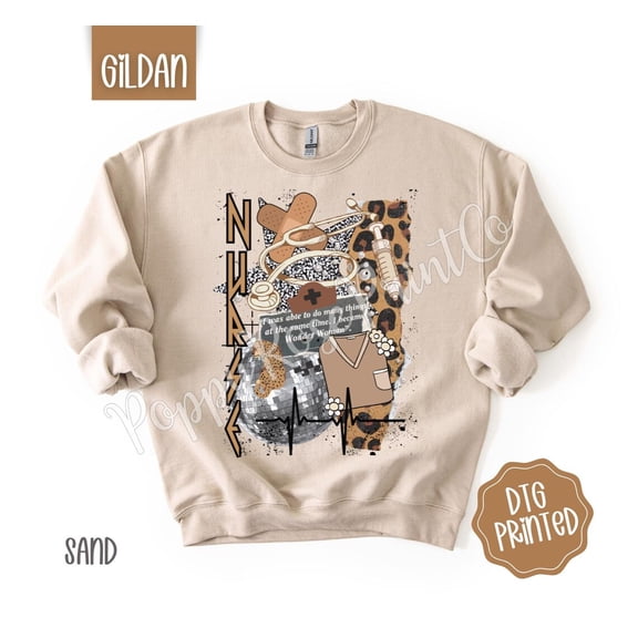 Nurse Collage Sweatshirt, Trendy Women's Crewneck, Leopard Nurse Sweatshirt, Cute RN Sweater, Nurse Appreciation, for Her All Size S-5Xl