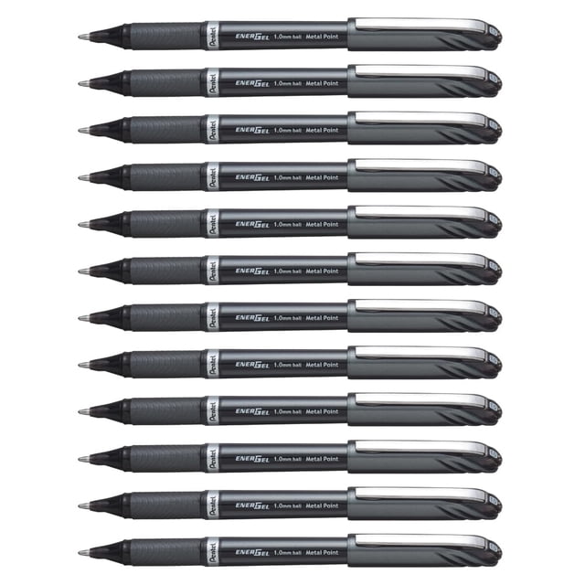 Bolígrafo Pentel ENER-GEL NV, gel líquido, tinta negra, 1 mm, 12 unidades