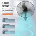 thumbnail image 3 of Wall Mount Fan, 2 PCS 18 inch Oscillating, 3-speed High Velocity Max. 4000 CFM Industrial Wall Fan for Indoor, Commercial, Residential, Warehouse, Greenhouse, Workshop, Basement, Garage,Black, 3 of 6