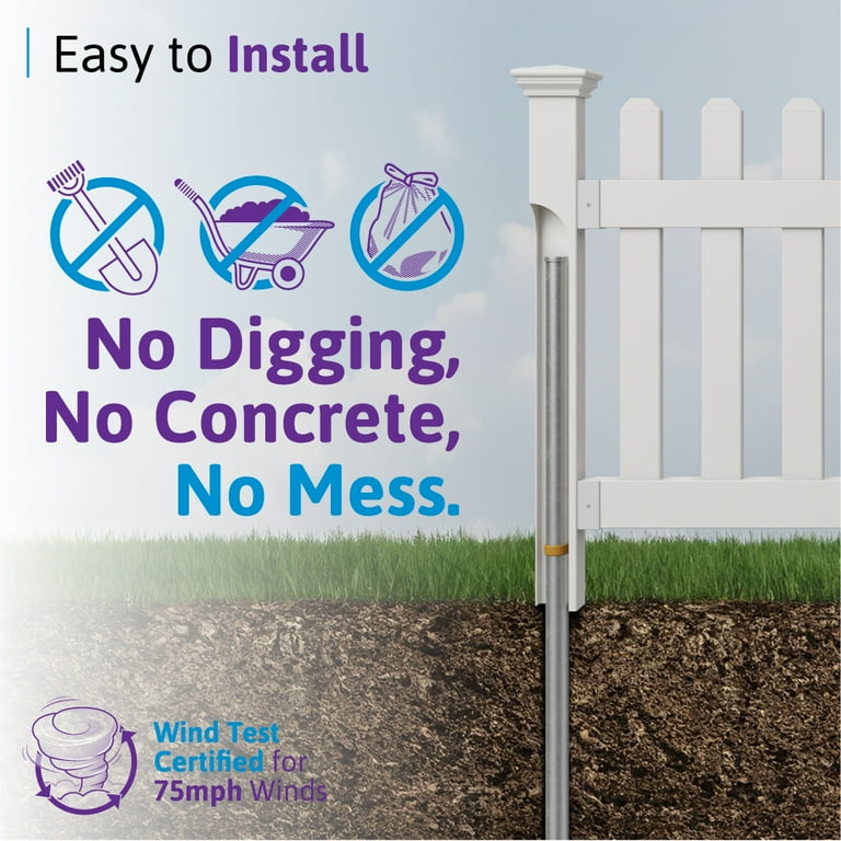 Zippity Outdoor Products No-Dig 2 in. x 3-1/2 in. x 3-1/4 ft. Newport Finishing Vinyl Fence Post Zippity Outdoor Products No-Dig 2 in. x 3-1/2 in. x 3-1/4 ft. Newport Finishing Vinyl Fence Post