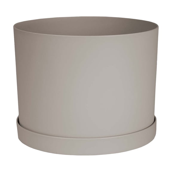 Bloem Mathers 6" Modern Resin Planter - Indoor Pot with Drainage Holes and Removable Saucer Tray, Pebble Stone