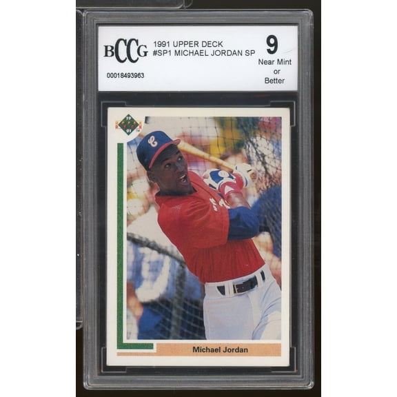 1991 Upper Deck #SP1 Michael Jordan Baseball Rookie Card BGS BCCG 9 Near Mint