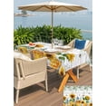 thumbnail image 5 of Outdoor Tablecloth with Umbrella Hole for Patio/Picnic/Party/Camping, Sunflowers Waterproof Table Cloth Rectangle Table Cover Washable, Floral Green Leaves Bees Watercolor Wooden (54"x 80"), 5 of 8