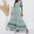 thumbnail image 2 of Jamsmile Womens Boho Dress Summer Bohemian Style Short Sleeve Floral Print Maxi Dresses Casual Beach Holiday Swing Long Sundress, 2 of 4