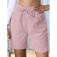 thumbnail image 2 of Dycnvjo Omen Casual Shorts Drawstring Comfy Elastic Waist Shorts Summer Pull on Short with Pockets Pink S, 2 of 7