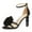 Black, variant on FSJ Women Sexy Flower Open Toe Sandals Three Crystal Block High Heels Pumps Adjustable Buckle Ankle Strap Prom Wedding Evening Shoes Size 8 Black