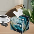 thumbnail image 4 of Renewold Waterproof Tissue Box Cover Marble Stripes Square Napkin Holder Cover for Bathroom Vanity Countertop,Night Stands,Office Desk & Car PU Leather Tissues Box, 4 of 5