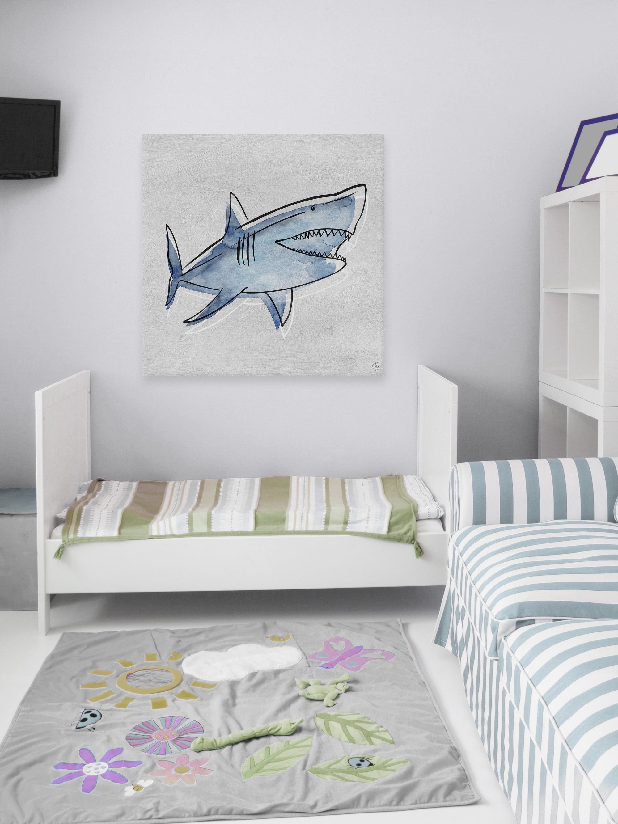 Marmont Hill Great Blue Shark Canvas Wall Art