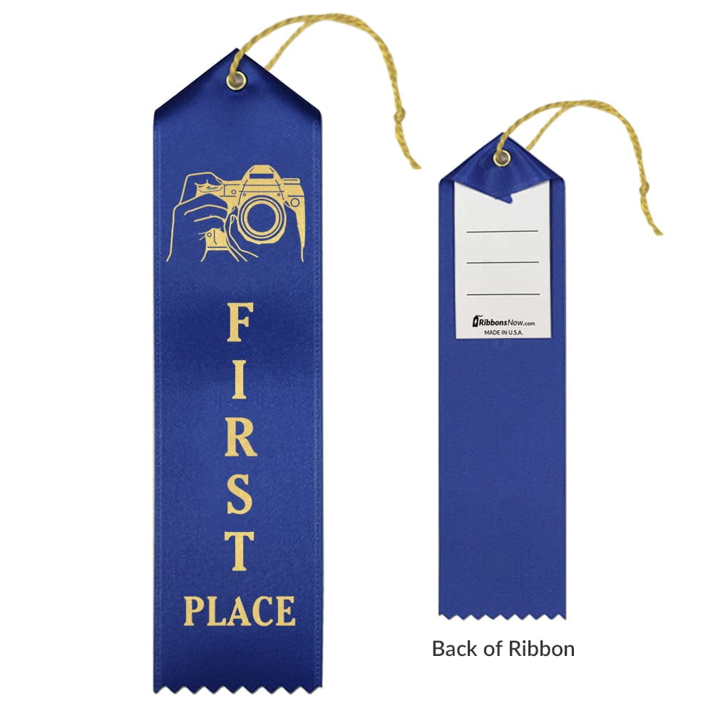 RibbonsNow Photography Award Ribbons 1st - 2nd - 3rd Place, 75 Total Ribbons - 25 Each Place with Card & String