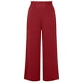 thumbnail image 6 of Amkhujs Woman's Full Length Pants Sizes S-XXL Women's Summer Solid Color Loose Straight Leg with Pockets Ruffles and Pleats, Home Gifts, Red, 6 of 8