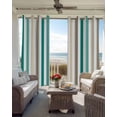 thumbnail image 4 of Teal Brown Stripe Blackout Curtains, Light Blocking Print Window Curtains, Gradient Geometric Vertical Striped Thermal Insulated Window Drapes for Living Room Kitchen Cafe 2 Panels, 55"W x 39"L, 4 of 9
