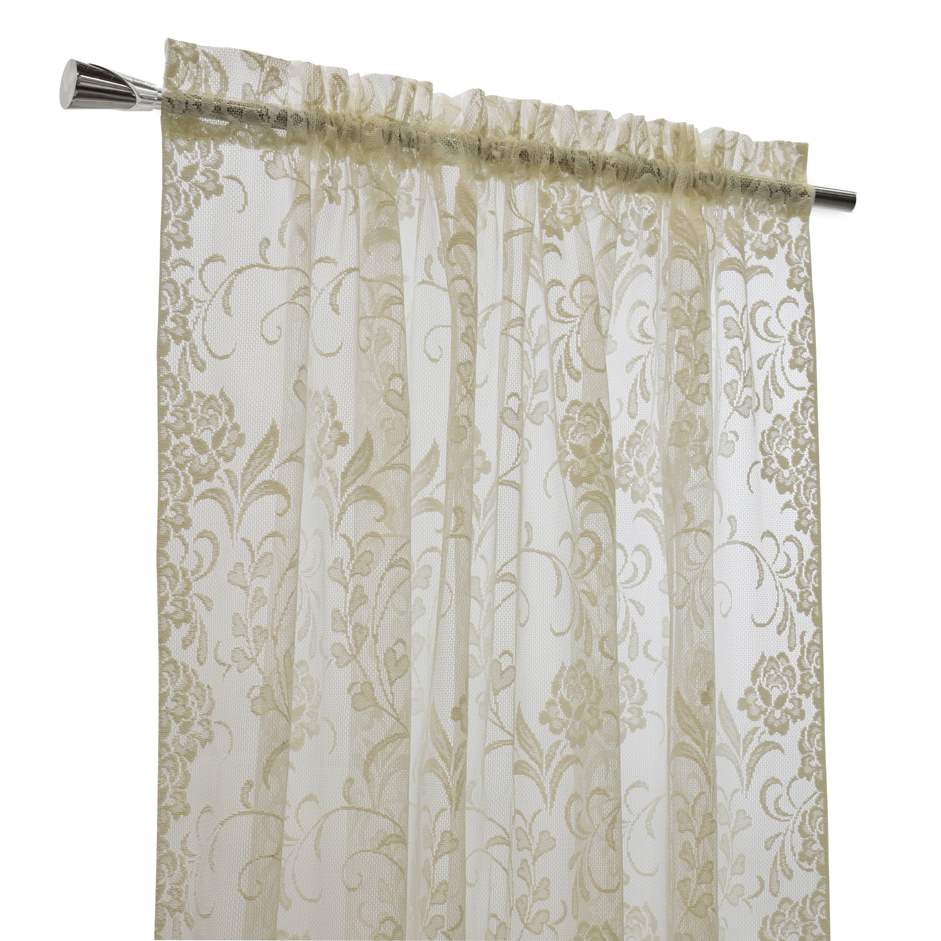 Louis Floral Lace Window Curtain Panel 55" x 63" in Ivory