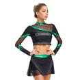 thumbnail image 2 of TiaoBug Women's 2 Piece Cheerleading Outfits Long Sleeve Crop Tops & Dance Skirt Set for Musical Rave Party Green M, 2 of 7